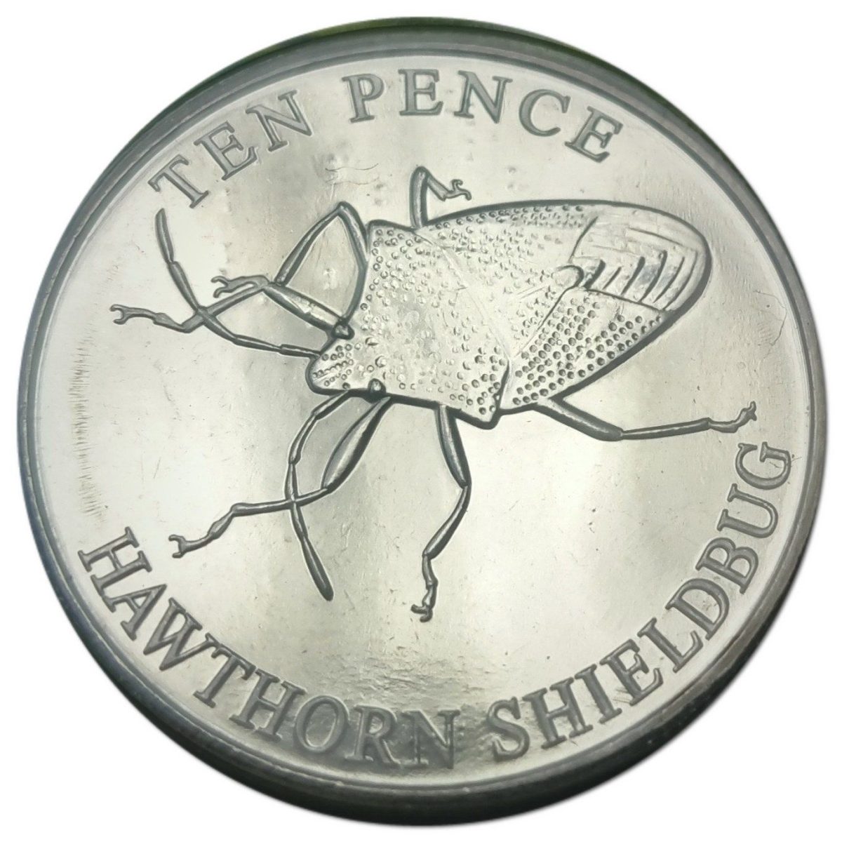 Guernsey 10 Pence - Elizabeth II Hawthorn Shieldbug reverse