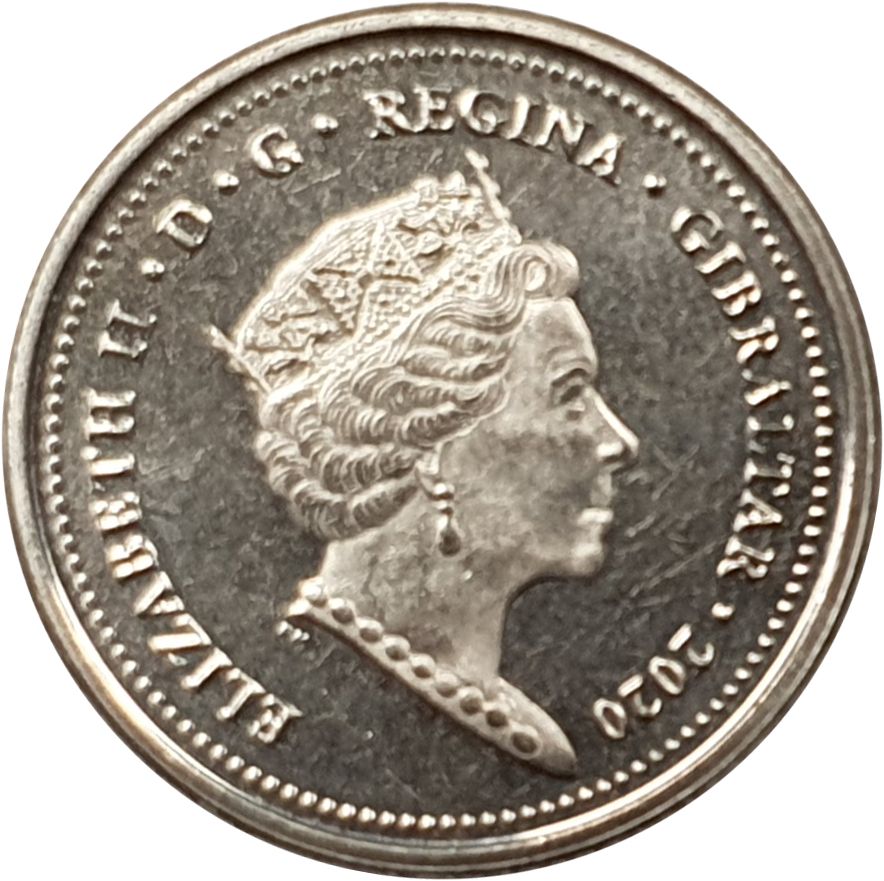 Gibraltar 10 Pence - Elizabeth II Barbary Partridge obverse
