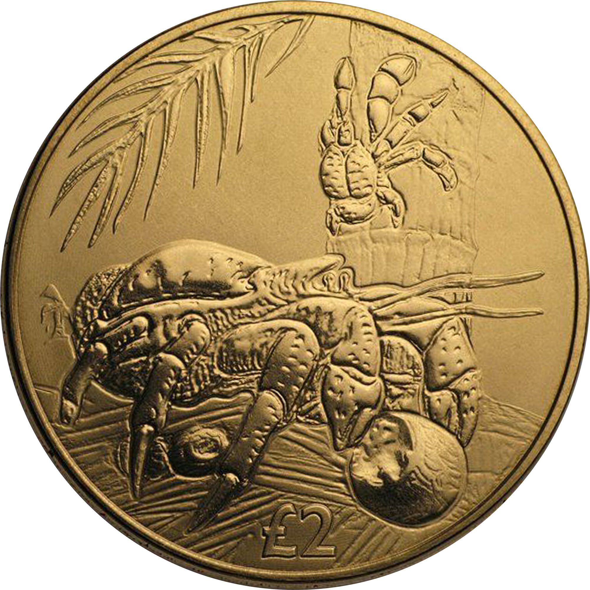 British Indian Ocean Territory 2 Pounds - Elizabeth II Coconut crabs; Titanium