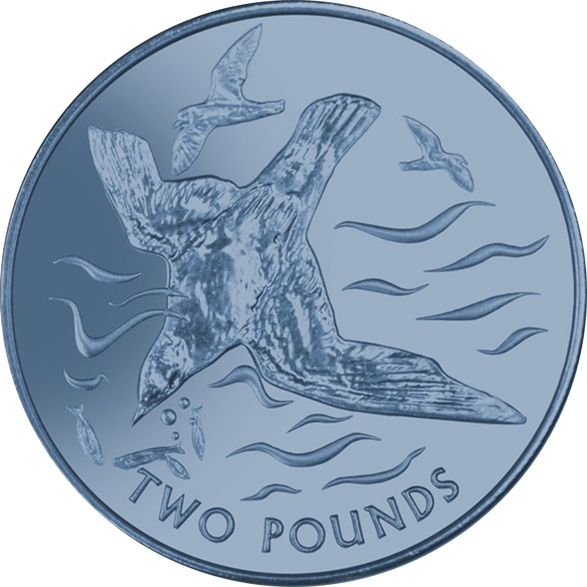 British Antarctic Territory 2 Pounds - Elizabeth II Blue petrel; Titanium
