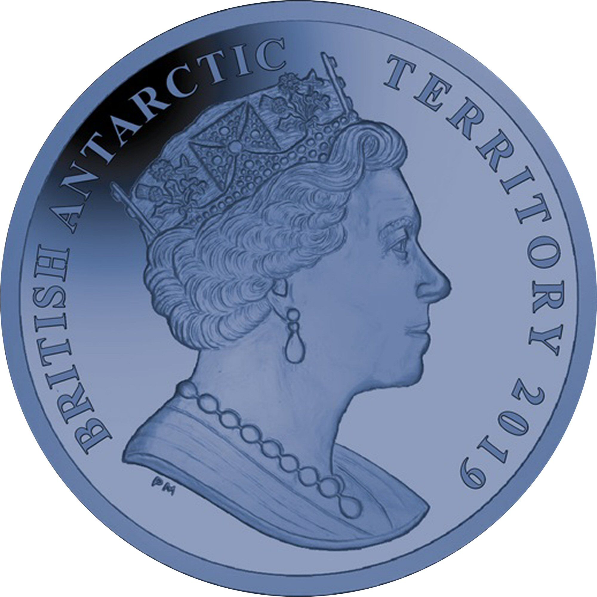 British Antarctic Territory 2 Pounds - Elizabeth II Emperor penguin; Titanium obverse