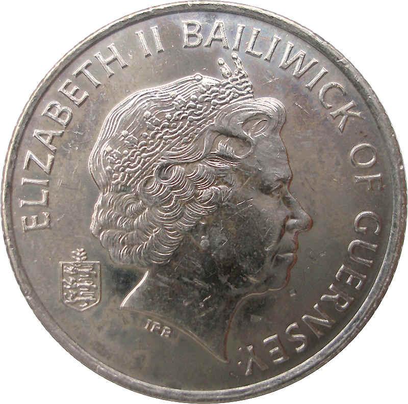 Guernsey 10 Pence - Elizabeth II 4th portrait; non-magnetic obverse