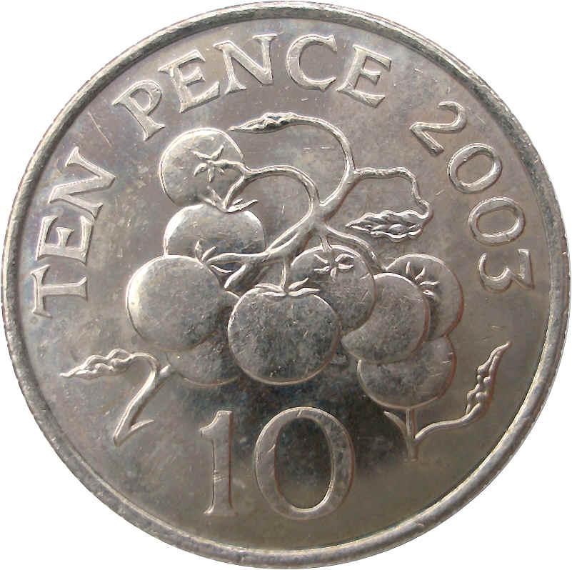 Guernsey 10 Pence - Elizabeth II 4th portrait; non-magnetic