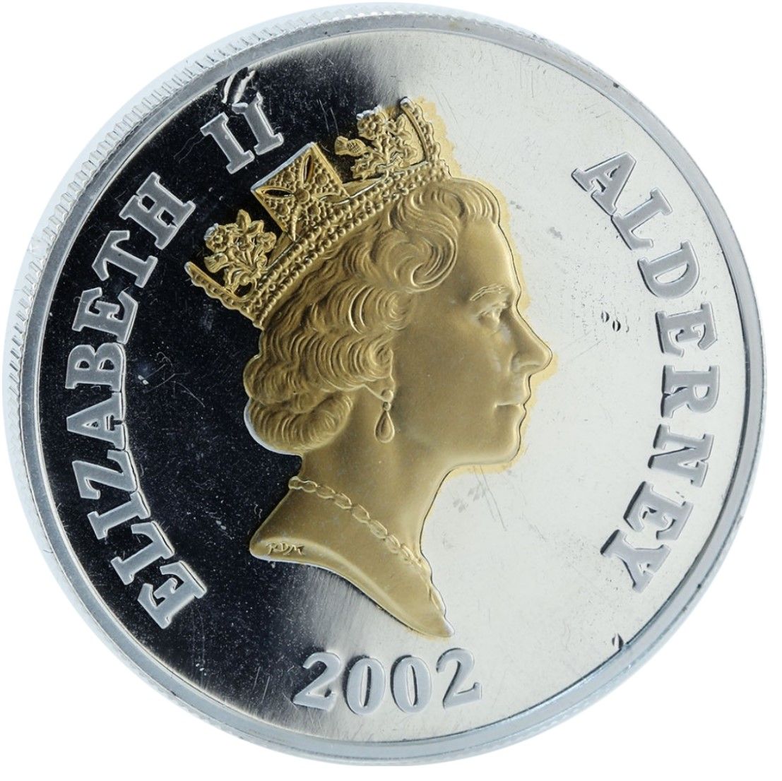 Alderney 5 Pounds - Elizabeth II Golden Jubilee; Silver Proof obverse