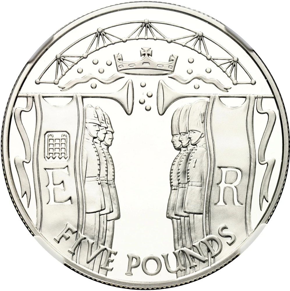 Alderney 5 Pounds - Elizabeth II Golden Jubilee; Silver Proof reverse