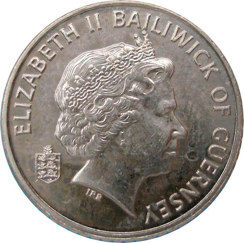 Guernsey 5 Pence - Elizabeth II 4th portrait; non-magnetic obverse
