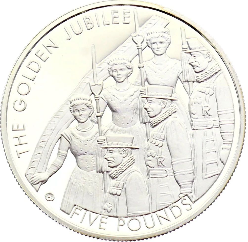 Jersey 5 Pounds - Elizabeth II Golden Jubilee; Silver Proof