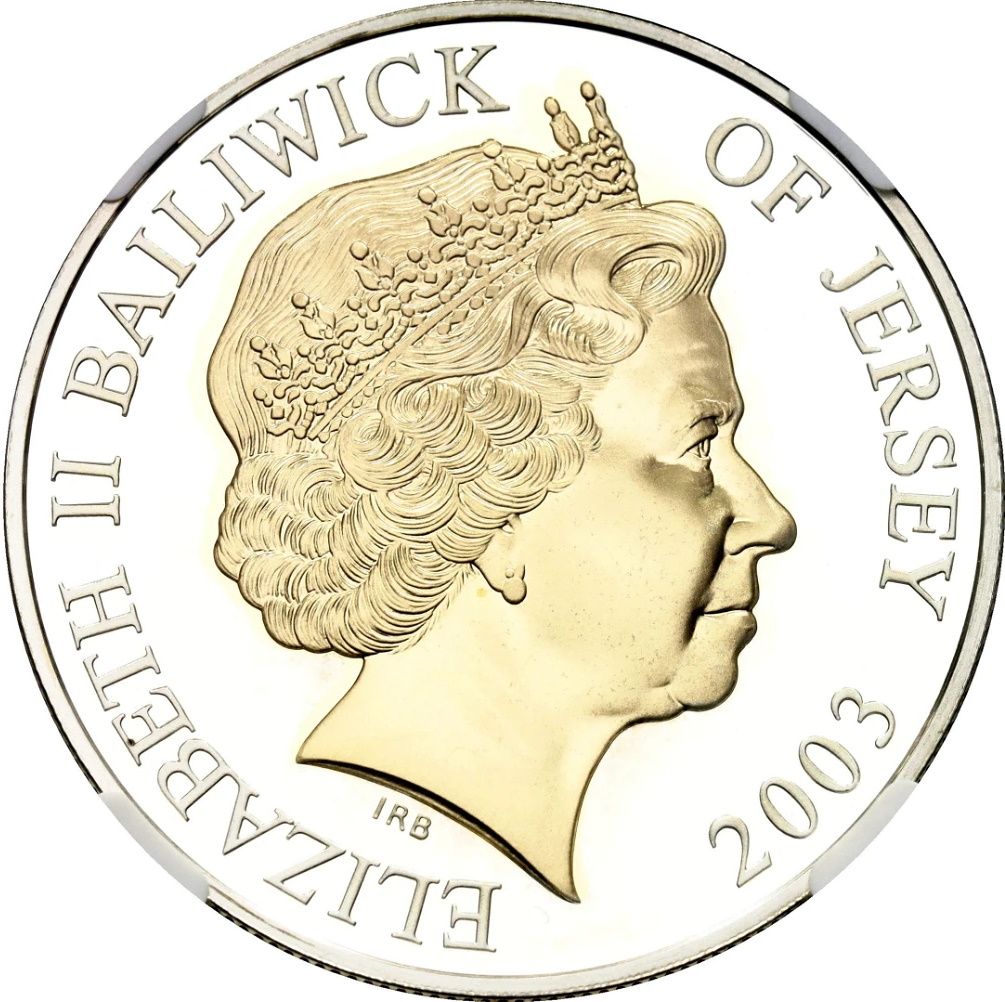 Jersey 5 Pounds - Elizabeth II Coronation Jubilee; Silver Proof obverse
