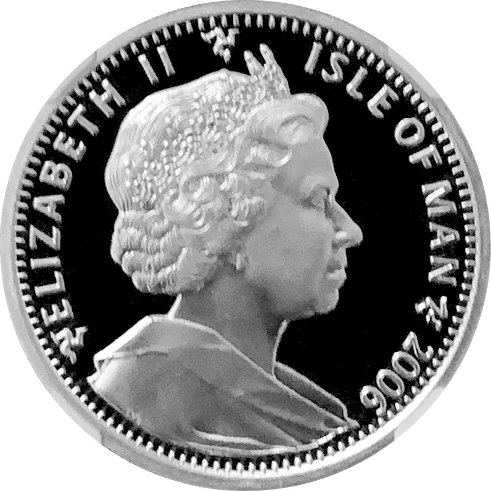 Isle of Man 1 Crown - Elizabeth II Exotic Shorthair Cat; Silver obverse