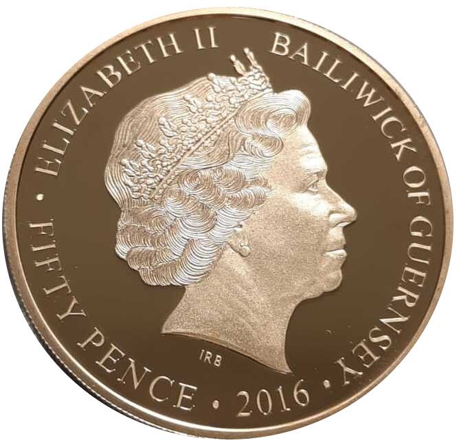 Guernsey 50 Pence - Elizabeth II Elizabeth II pictured in 1983 obverse