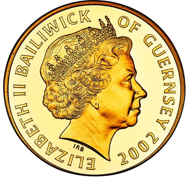 Guernsey 5 Pounds - Elizabeth II Golden Jubilee; Gold Piedfort obverse