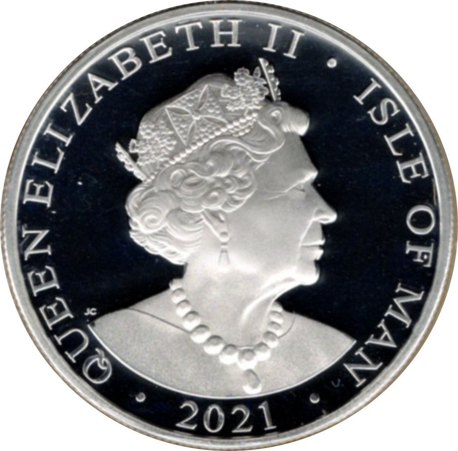 Isle of Man 1 Crown - Elizabeth II Decimalisation; Silver Proof obverse