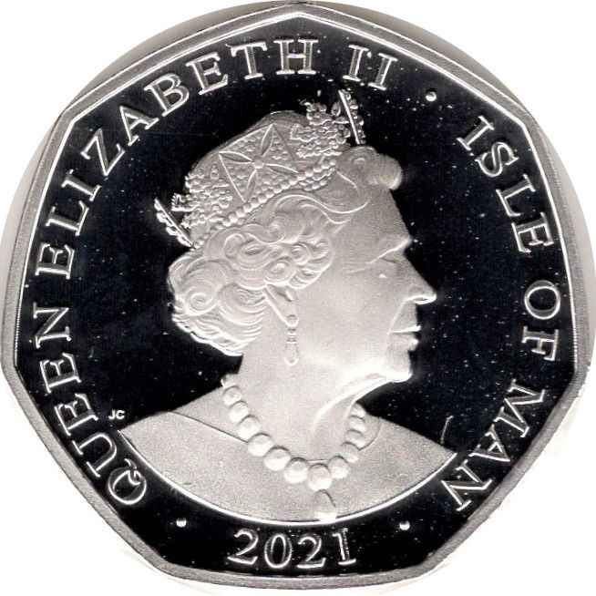 Isle of Man 50 Pence - Elizabeth II Alice; Silver Proof obverse