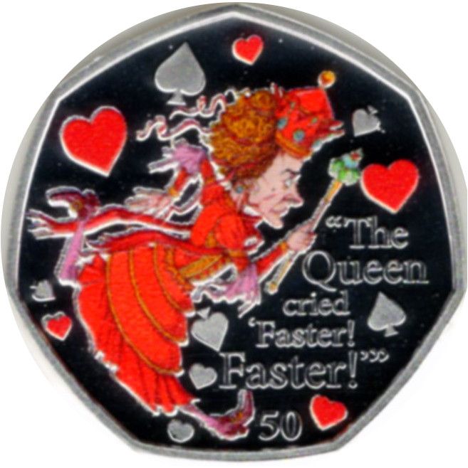 Isle of Man 50 Pence - Elizabeth II The Red Queen; Silver Proof reverse