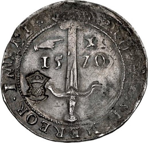 Scotland ⅓ Ryal - James VI 1st Coinage, Countermark of 1578