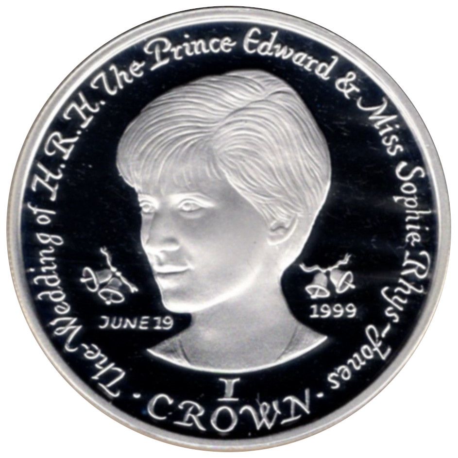Isle of Man 1 Crown - Elizabeth II Sophie Rhys-Jones; Silver Proof reverse