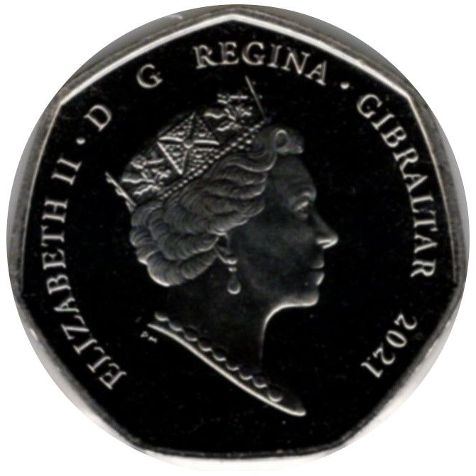 Gibraltar 50 Pence - Elizabeth II The Boy in the Dress obverse