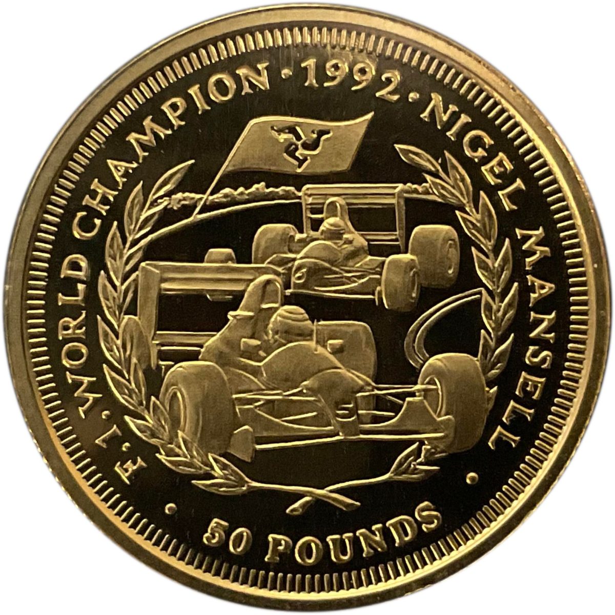 Isle of Man 50 Pounds - Elizabeth II Nigel Mansell reverse
