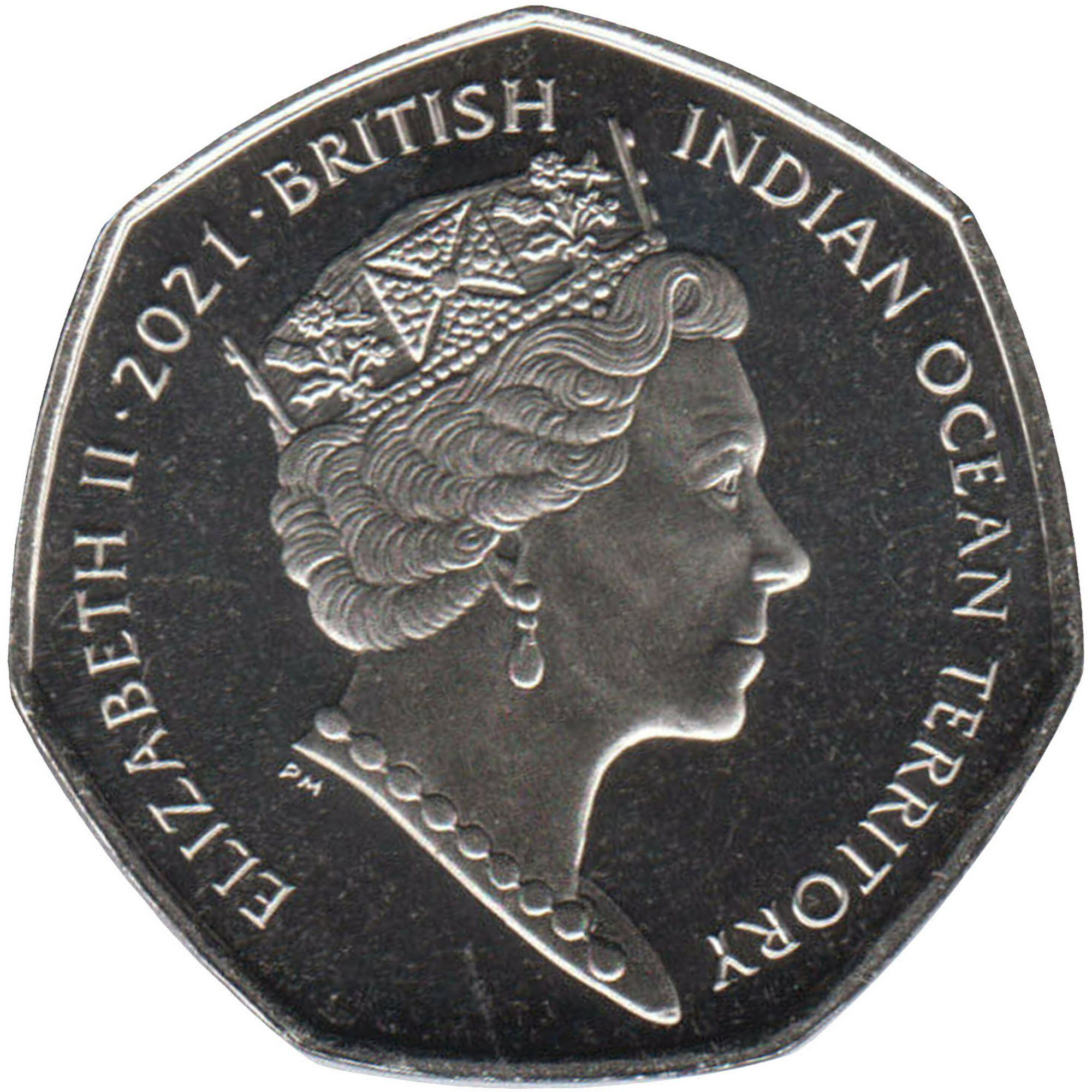 British Indian Ocean Territory 50 Pence - Elizabeth II Clown triggerfish obverse