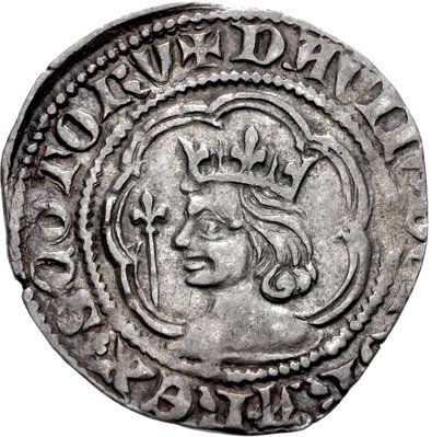 Scotland ½ Groat - David II 2nd Coinage, Class B obverse