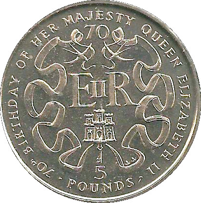 Gibraltar 5 Pounds - Elizabeth II Queen Elizabeth II 70th Birthday