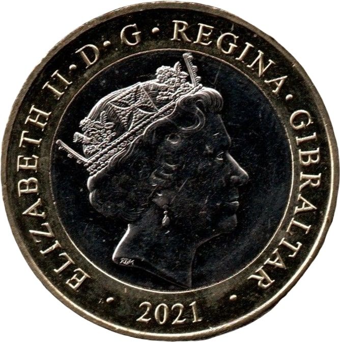 Gibraltar 2 Pounds - Elizabeth II Christmas 2021 obverse