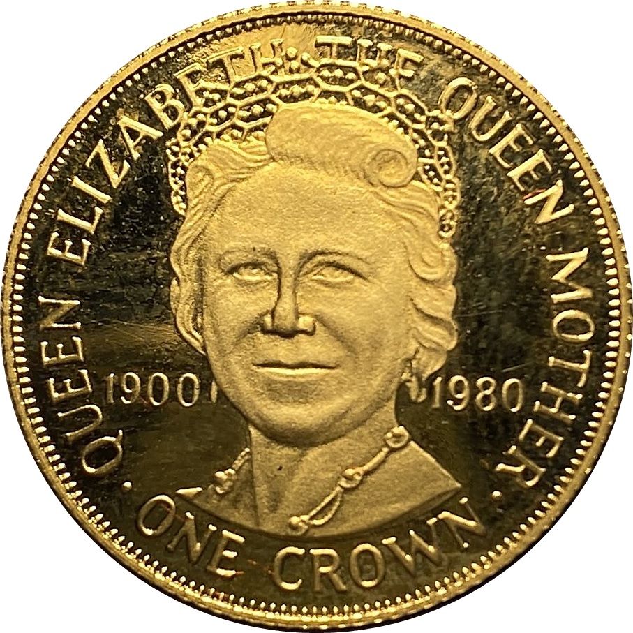 Isle of Man 1 Crown - Elizabeth II Queen Mother reverse