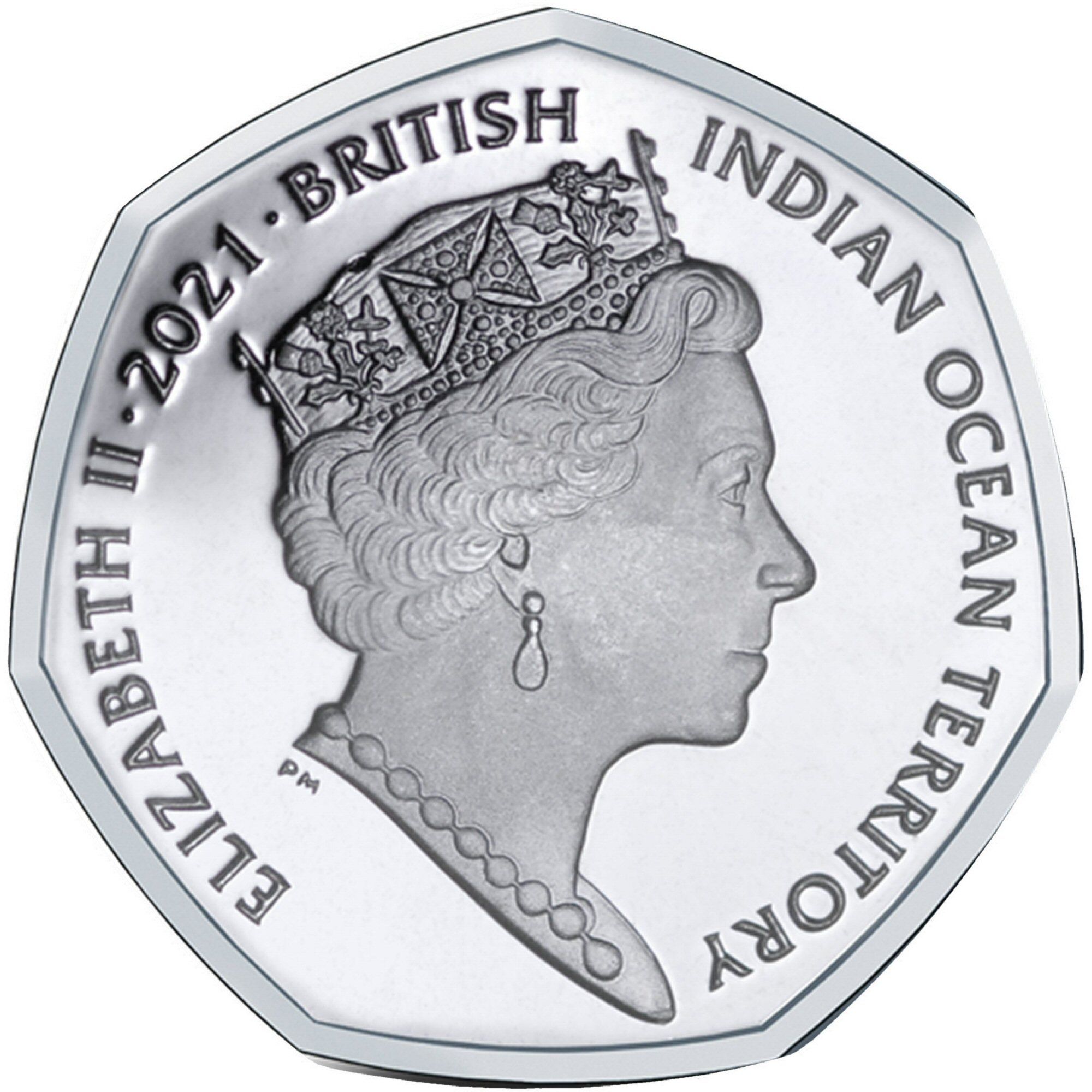 British Indian Ocean Territory 50 Pence - Elizabeth II Longnose butterflyfish; Silver obverse