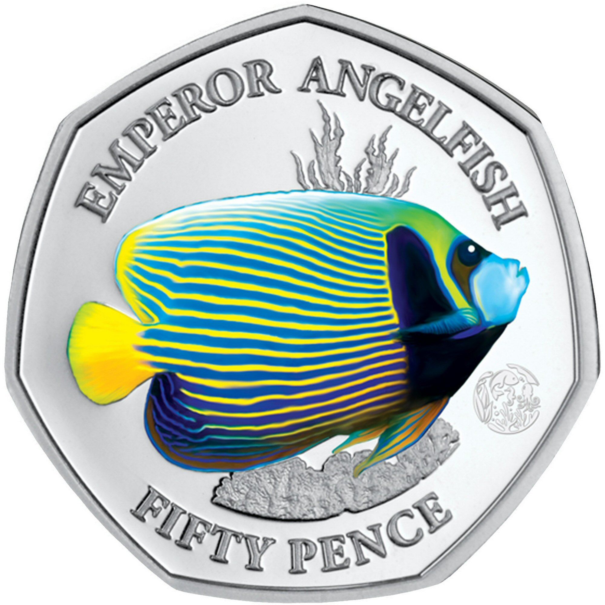 British Indian Ocean Territory 50 Pence - Elizabeth II Emperor angelfish; Silver reverse