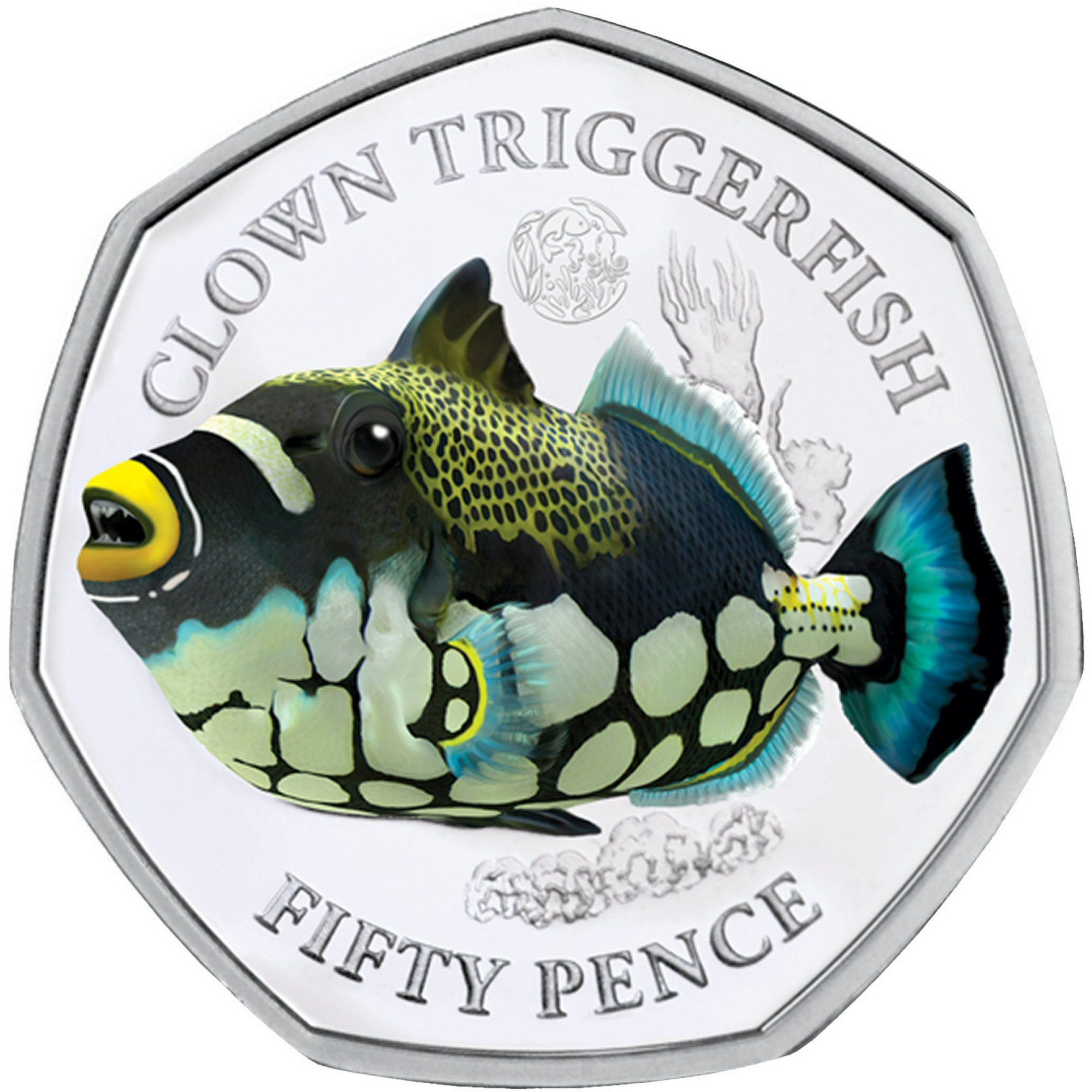 British Indian Ocean Territory 50 Pence - Elizabeth II Clown triggerfish; Silver