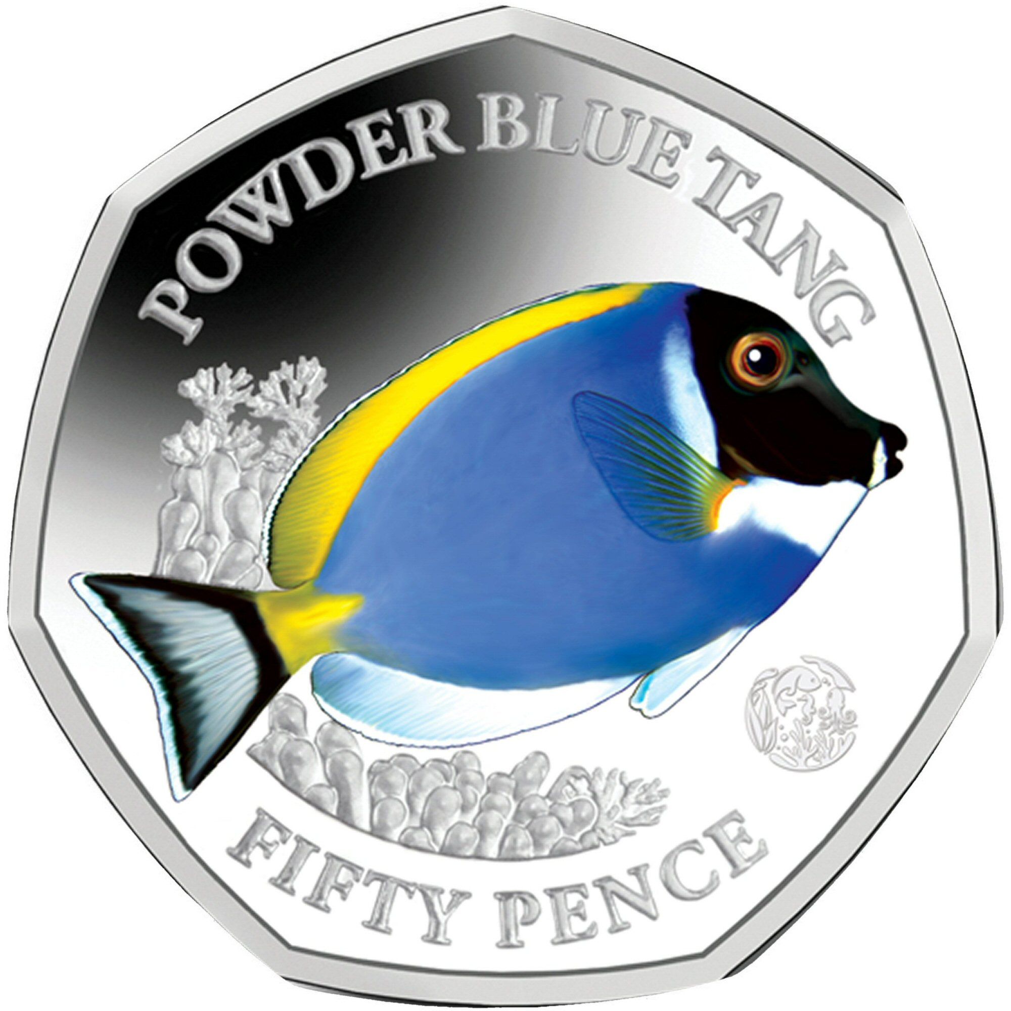 British Indian Ocean Territory 50 Pence - Elizabeth II Powder blue tang; Silver