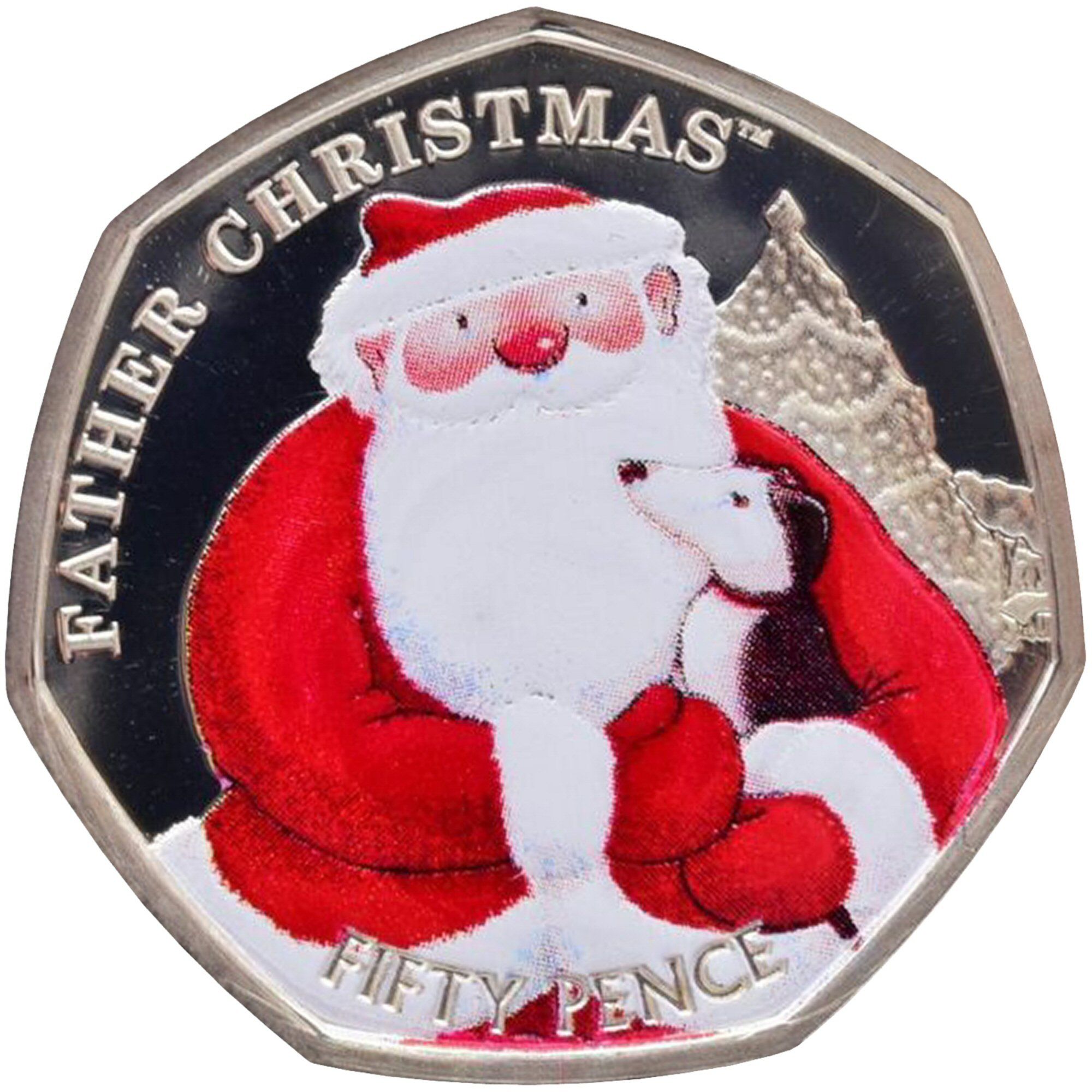 British Indian Ocean Territory 50 Pence - Elizabeth II Father Christmas; Silver reverse