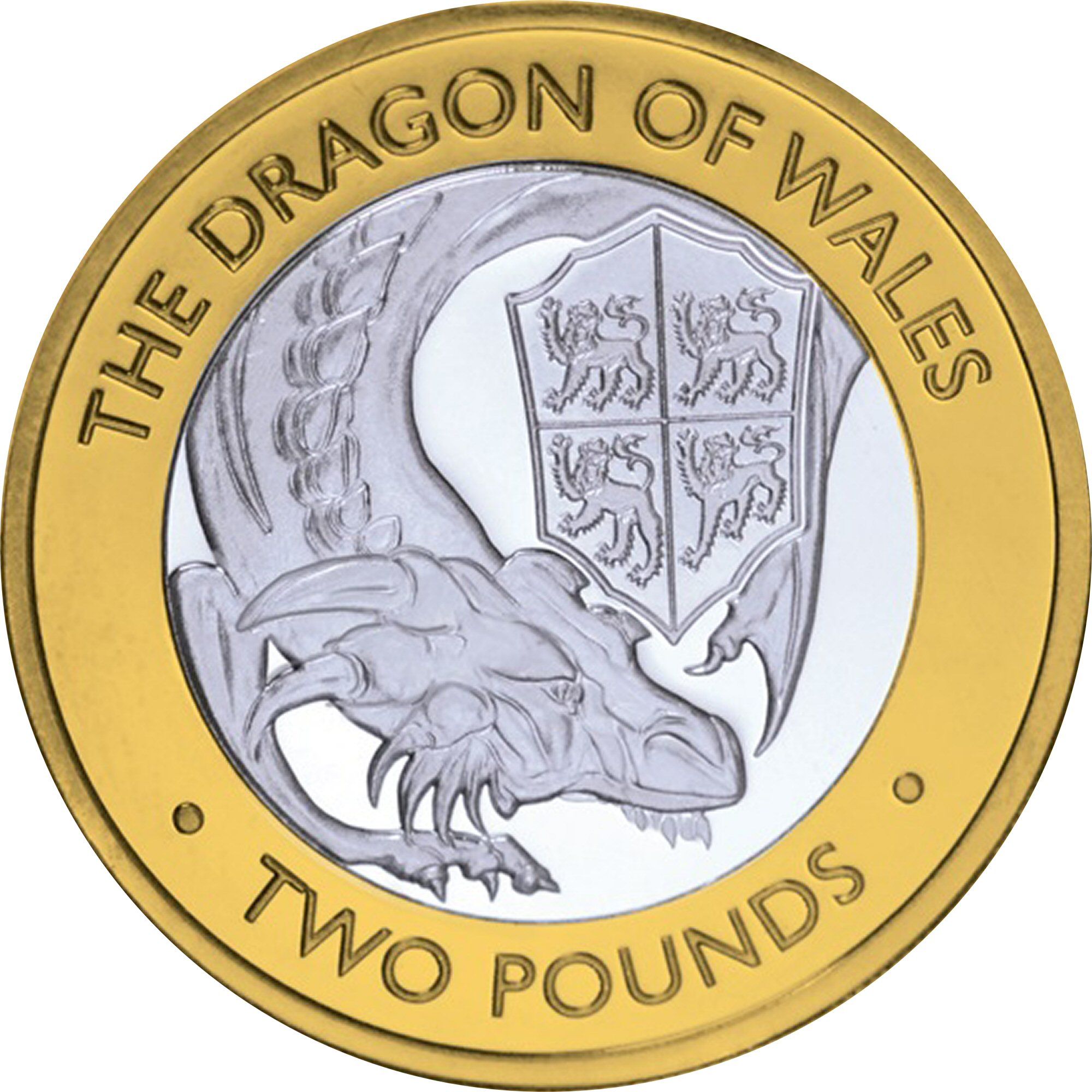 British Indian Ocean Territory 2 Pounds - Elizabeth II The Dragon of Wales; Silver