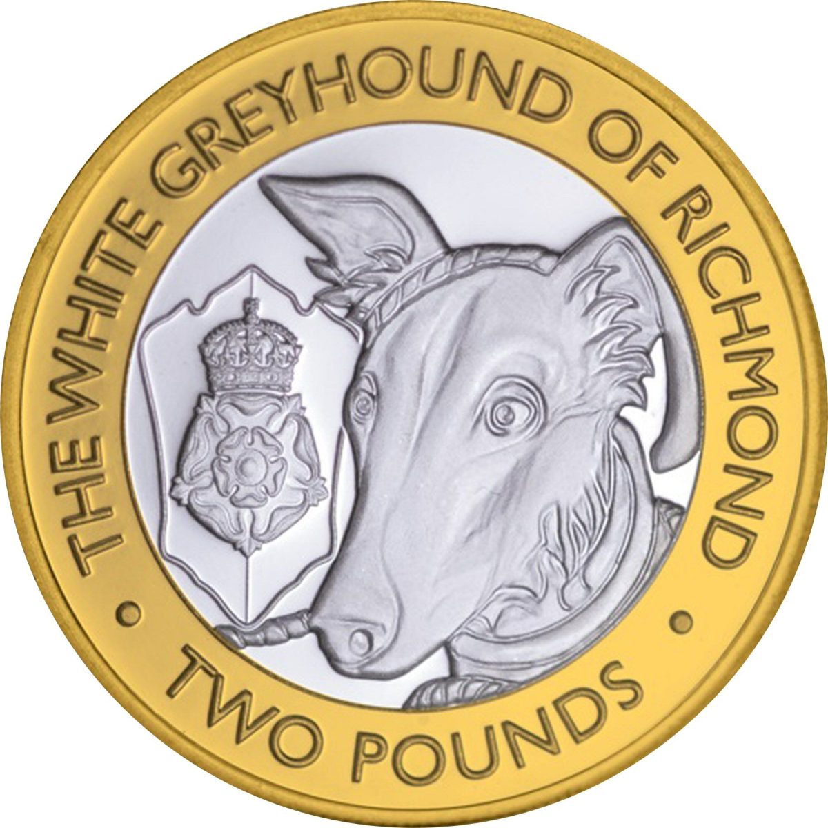 British Indian Ocean Territory 2 Pounds - Elizabeth II The White Greyhound of Richmond; Silver reverse