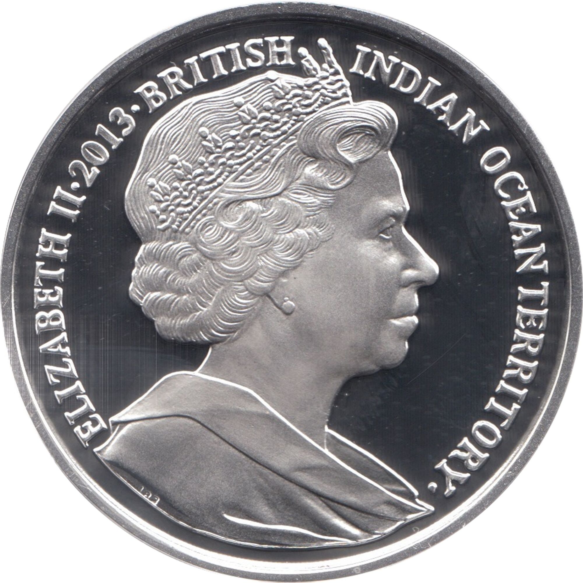 British Indian Ocean Territory 2 Pounds - Elizabeth II Coronation anniversary; Silver obverse