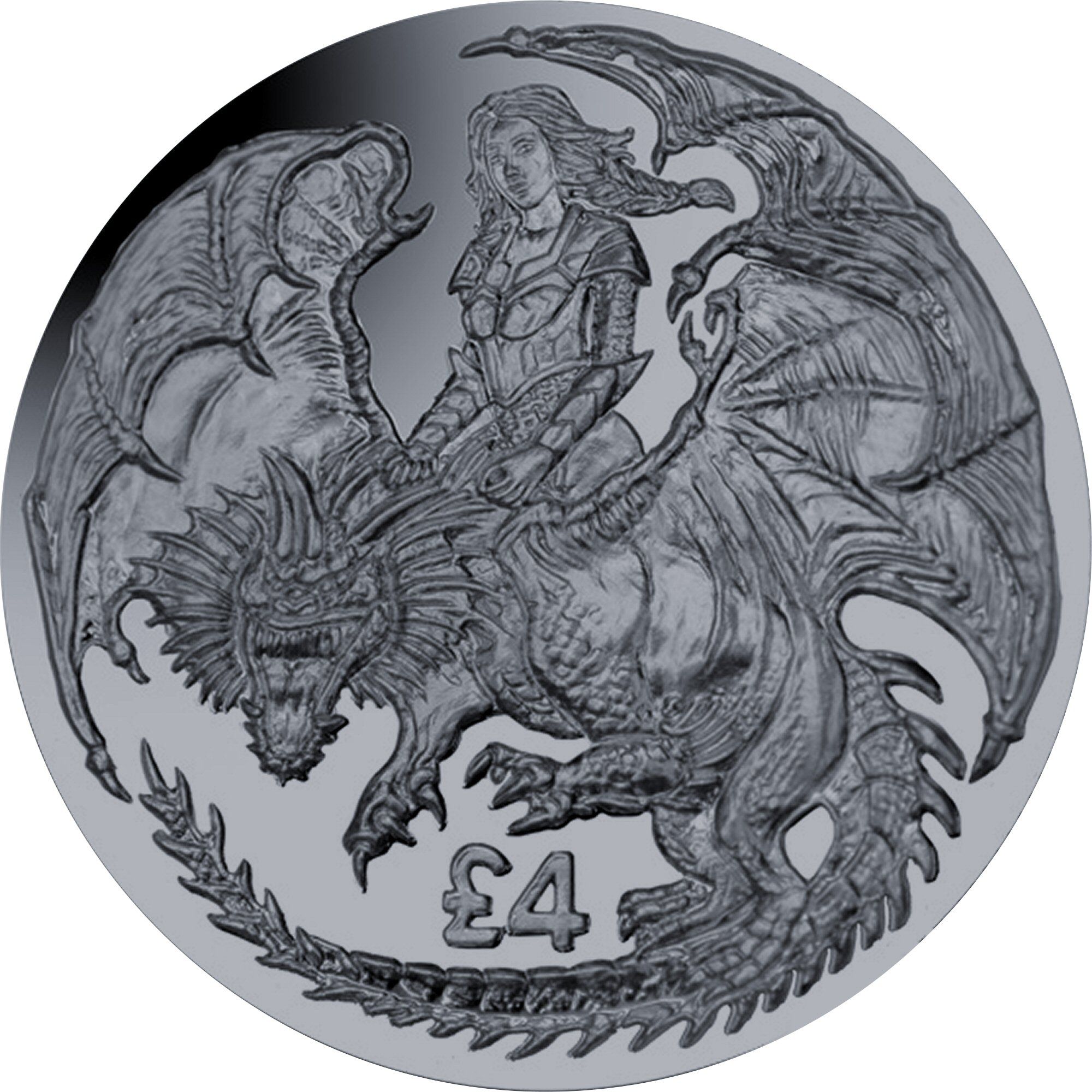British Indian Ocean Territory 4 Pounds - Elizabeth II Warrior and Dragon reverse