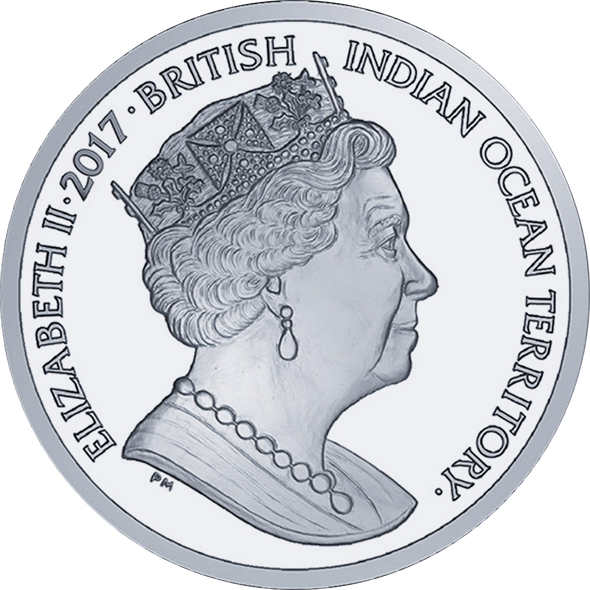 British Indian Ocean Territory 2 Pounds - Elizabeth II Coat of Arms; Silver obverse