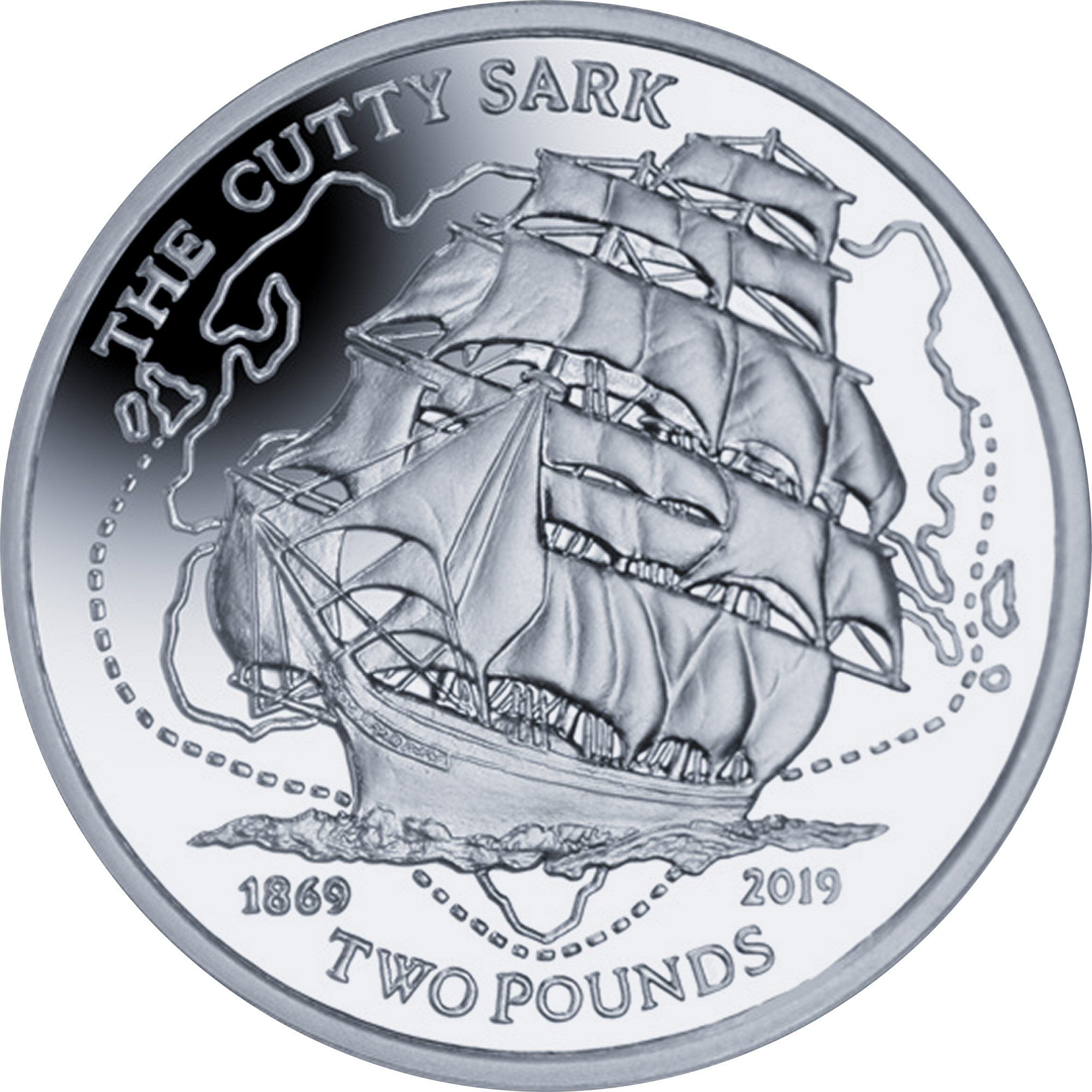 British Indian Ocean Territory 2 Pounds - Elizabeth II The Cutty Sark; Silver