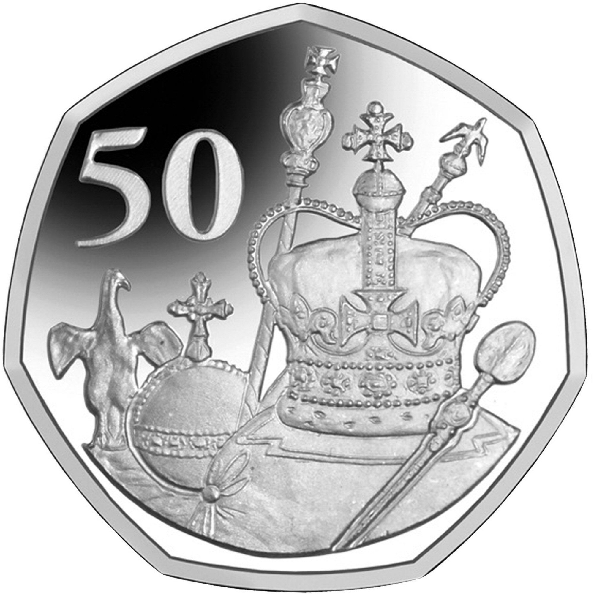 British Antarctic Territory 50 Pence - Elizabeth II The Crown Jewels; Silver