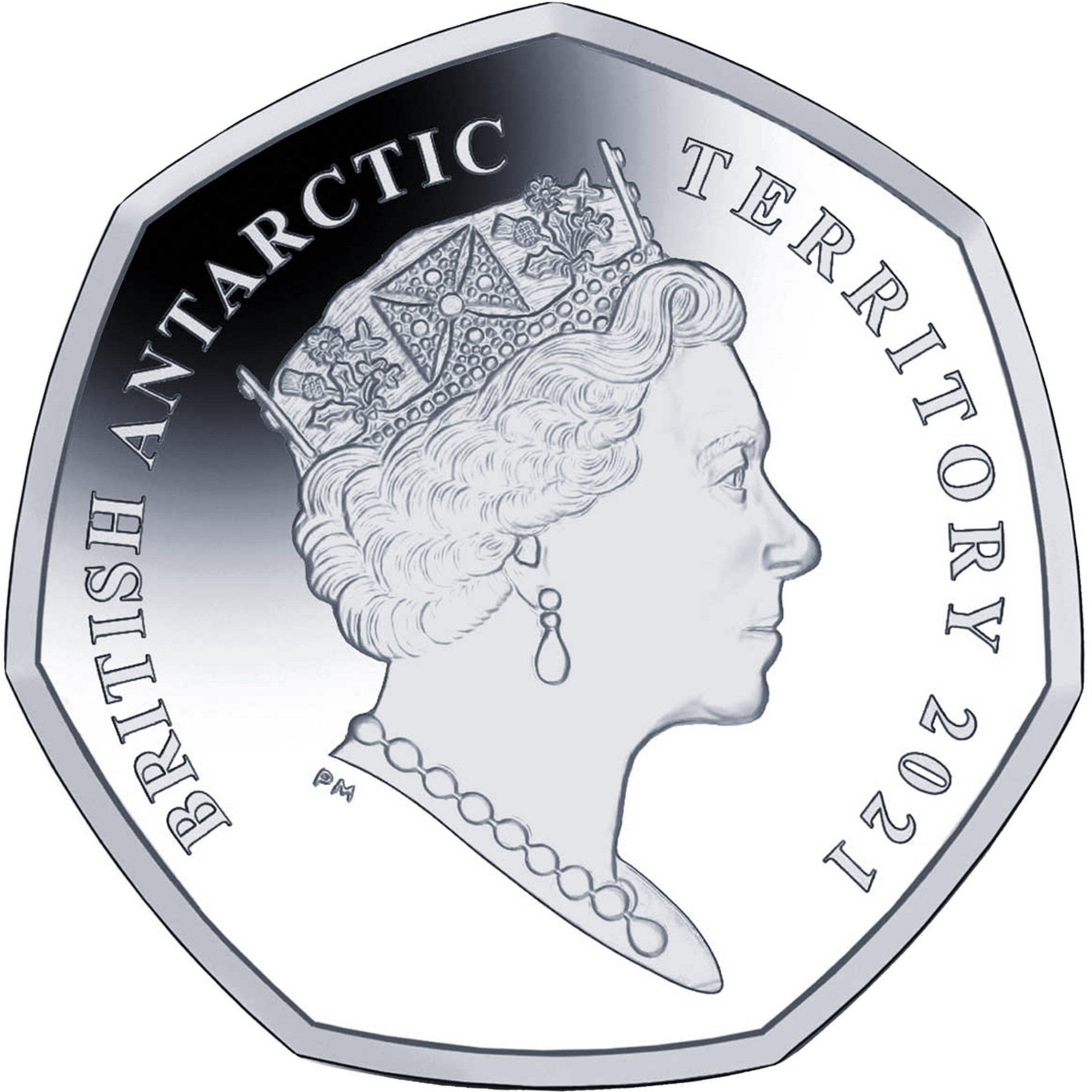 British Antarctic Territory 50 Pence - Elizabeth II HMS Terror; Silver obverse