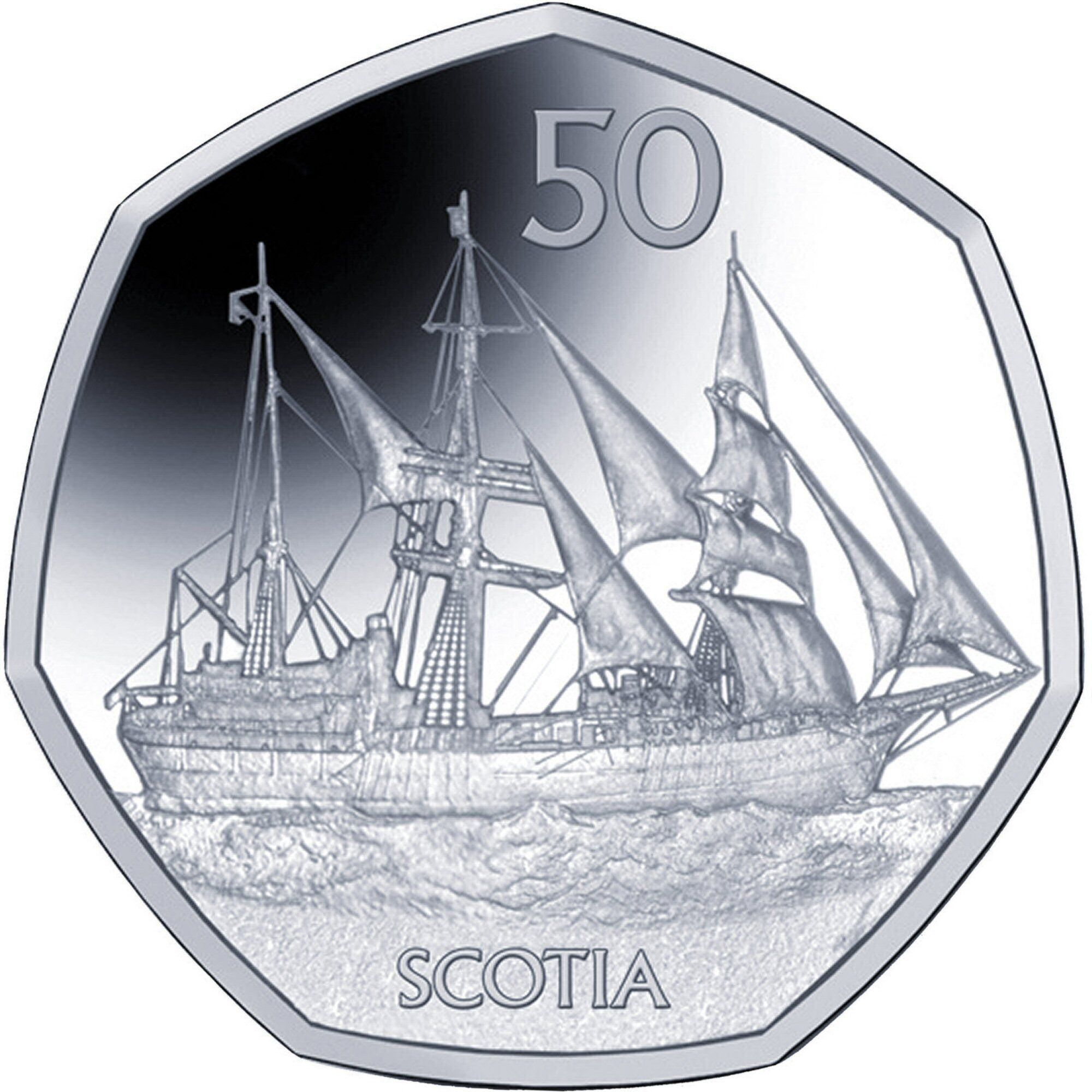 British Antarctic Territory 50 Pence - Elizabeth II Scotia; Silver