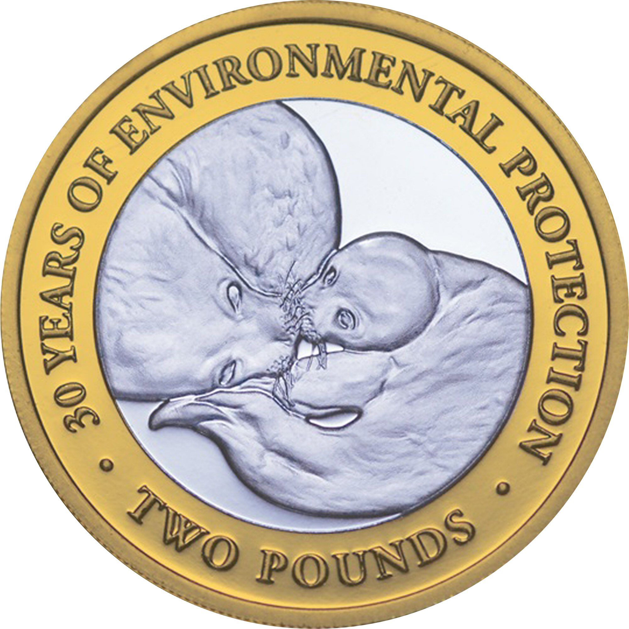British Antarctic Territory 2 Pounds - Elizabeth II Environmental protection; Silver
