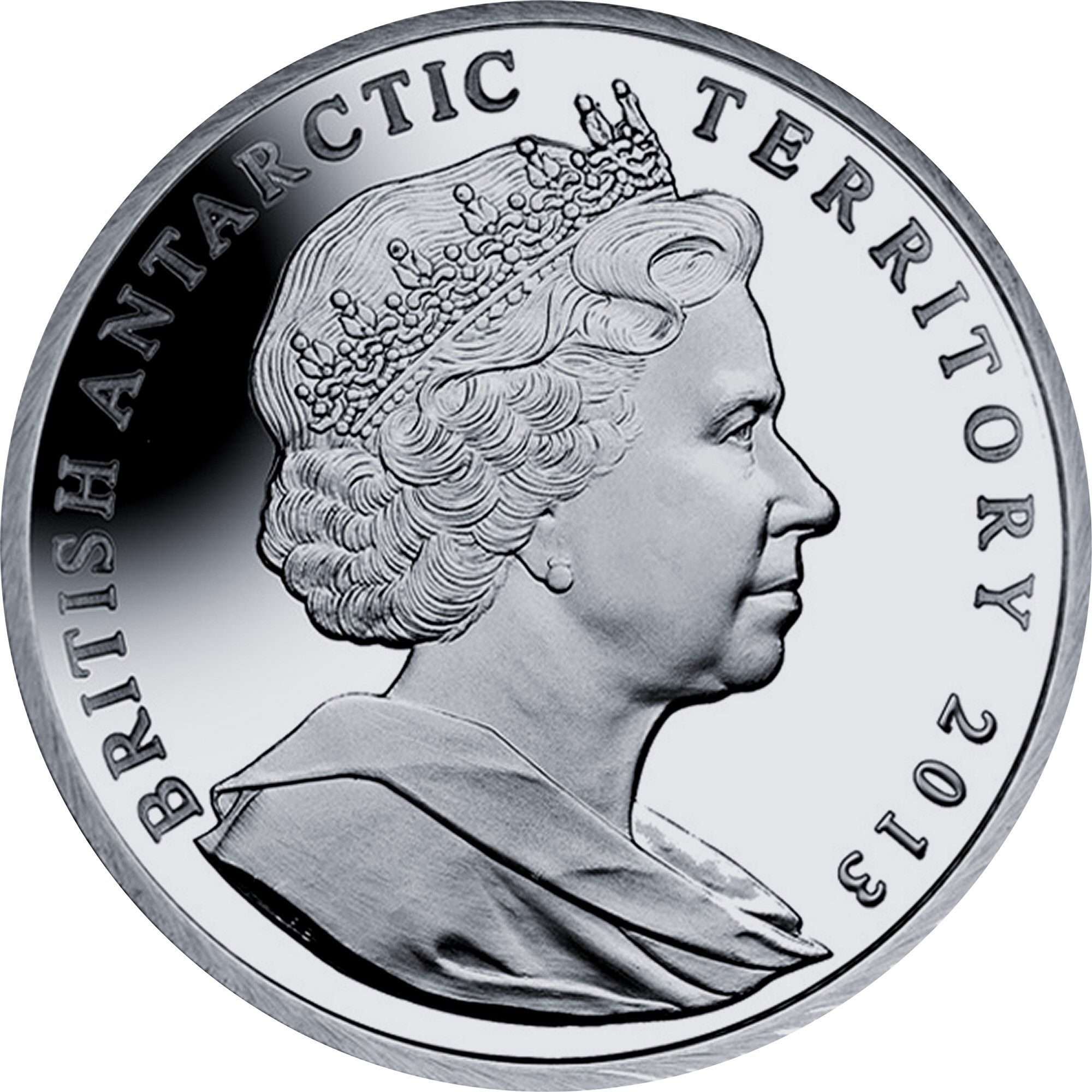 British Antarctic Territory 2 Pounds - Elizabeth II Emperor penguin chicks; Silver obverse
