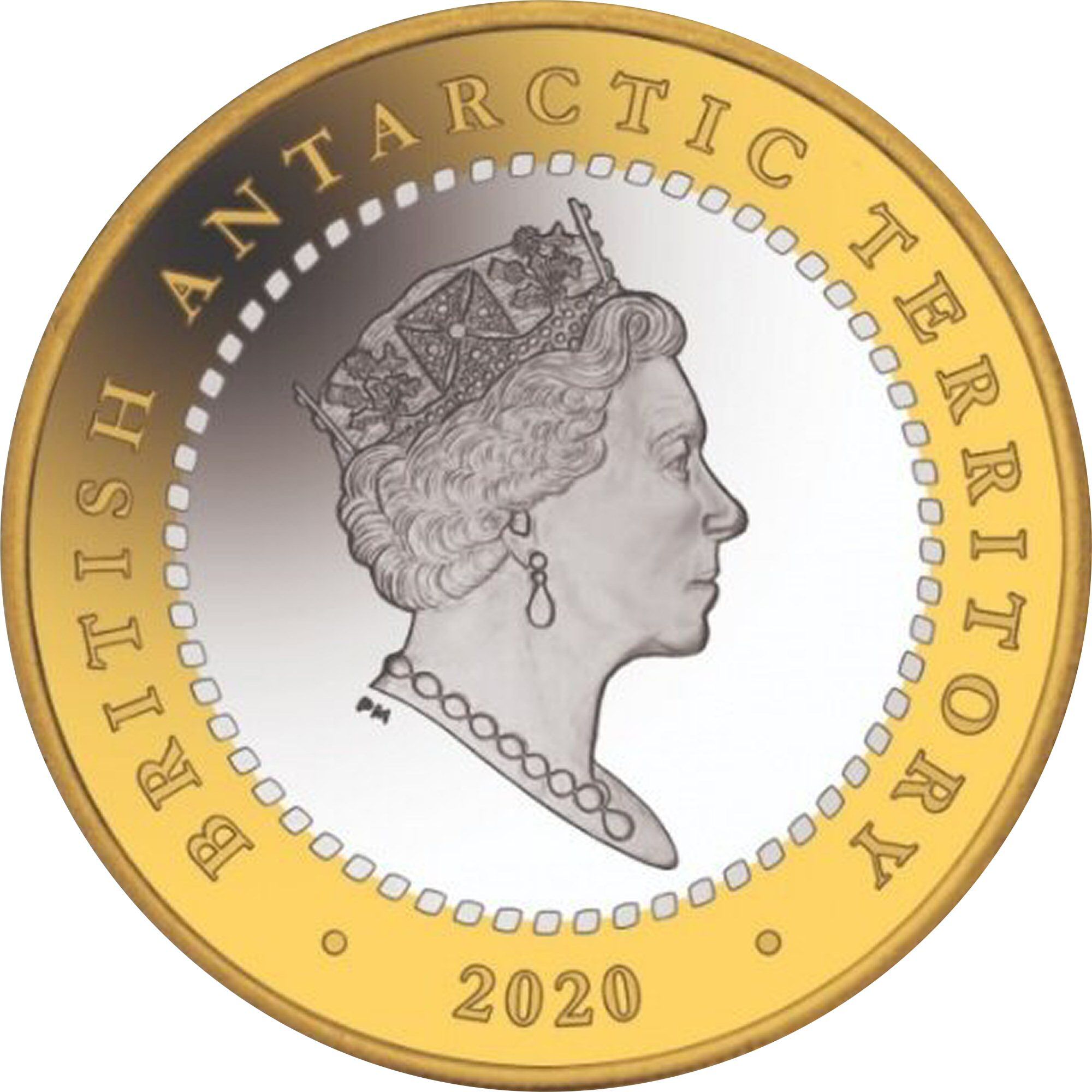 British Antarctic Territory 2 Pounds - Elizabeth II Discovery of Antarctica; Silver obverse