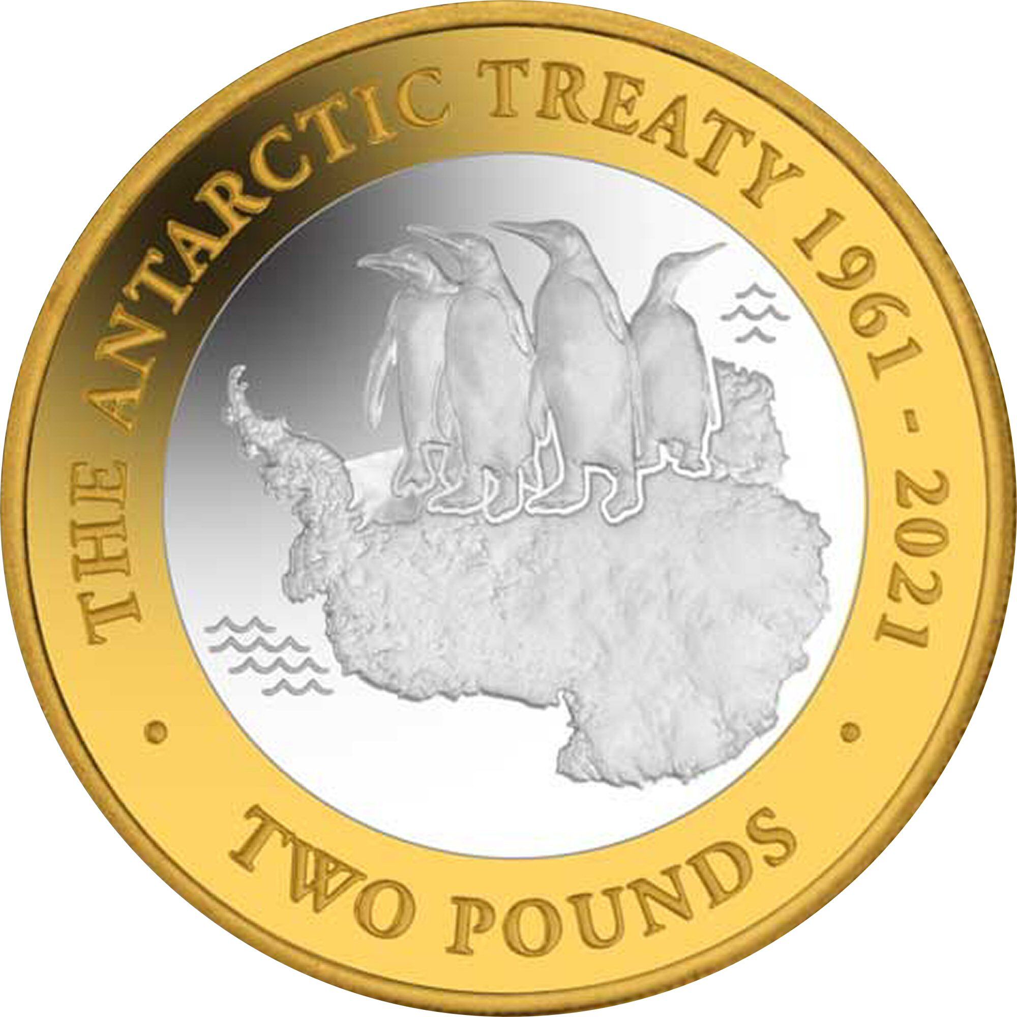 British Antarctic Territory 2 Pounds - Elizabeth II Antarctic Treaty; Silver