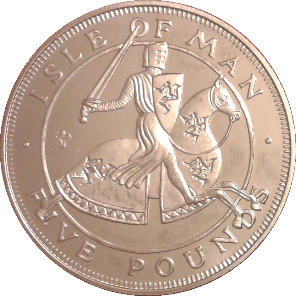 Isle of Man 5 Pounds - Elizabeth II Knight