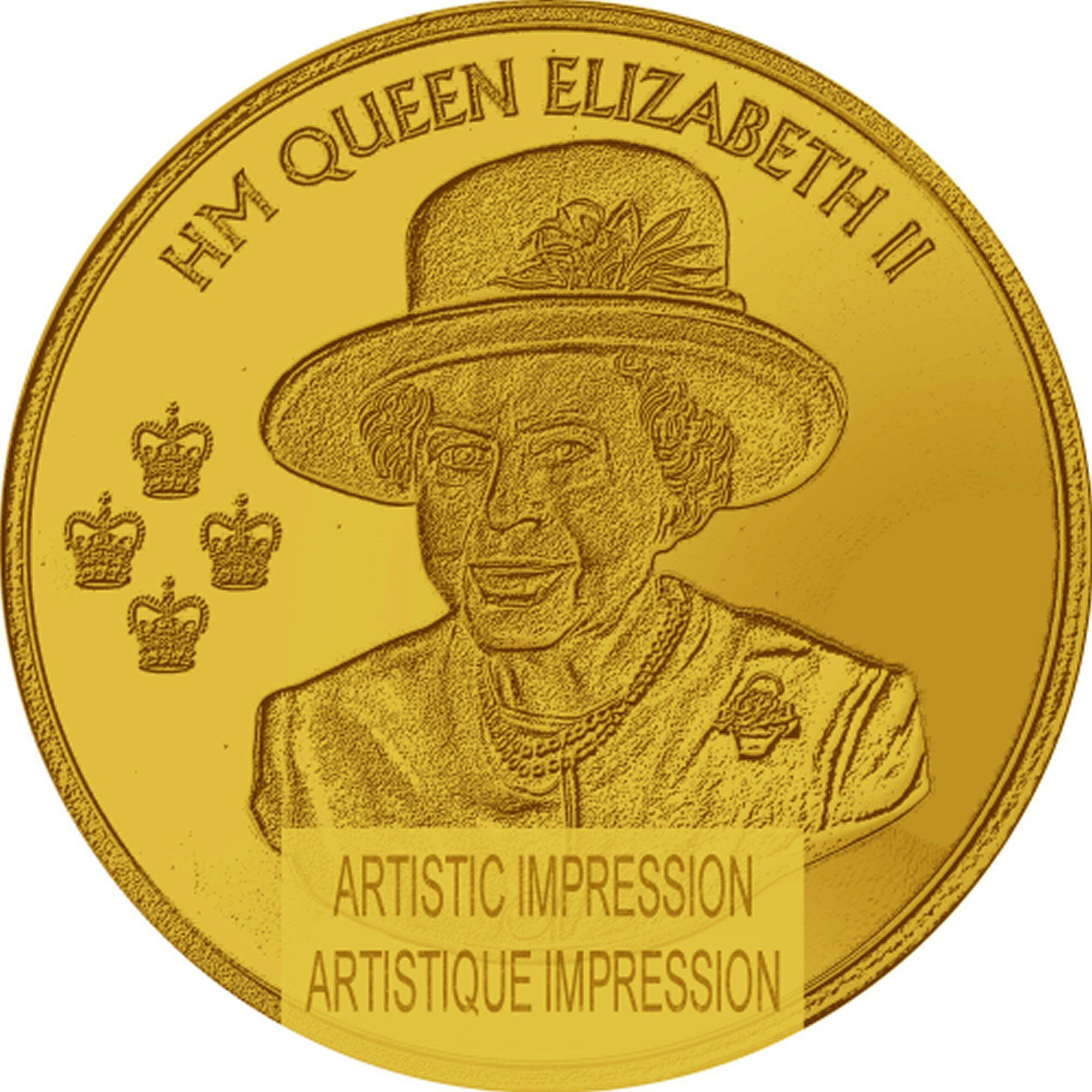 British Antarctic Territory 2 Pounds - Elizabeth II 90th Birthday; Gold