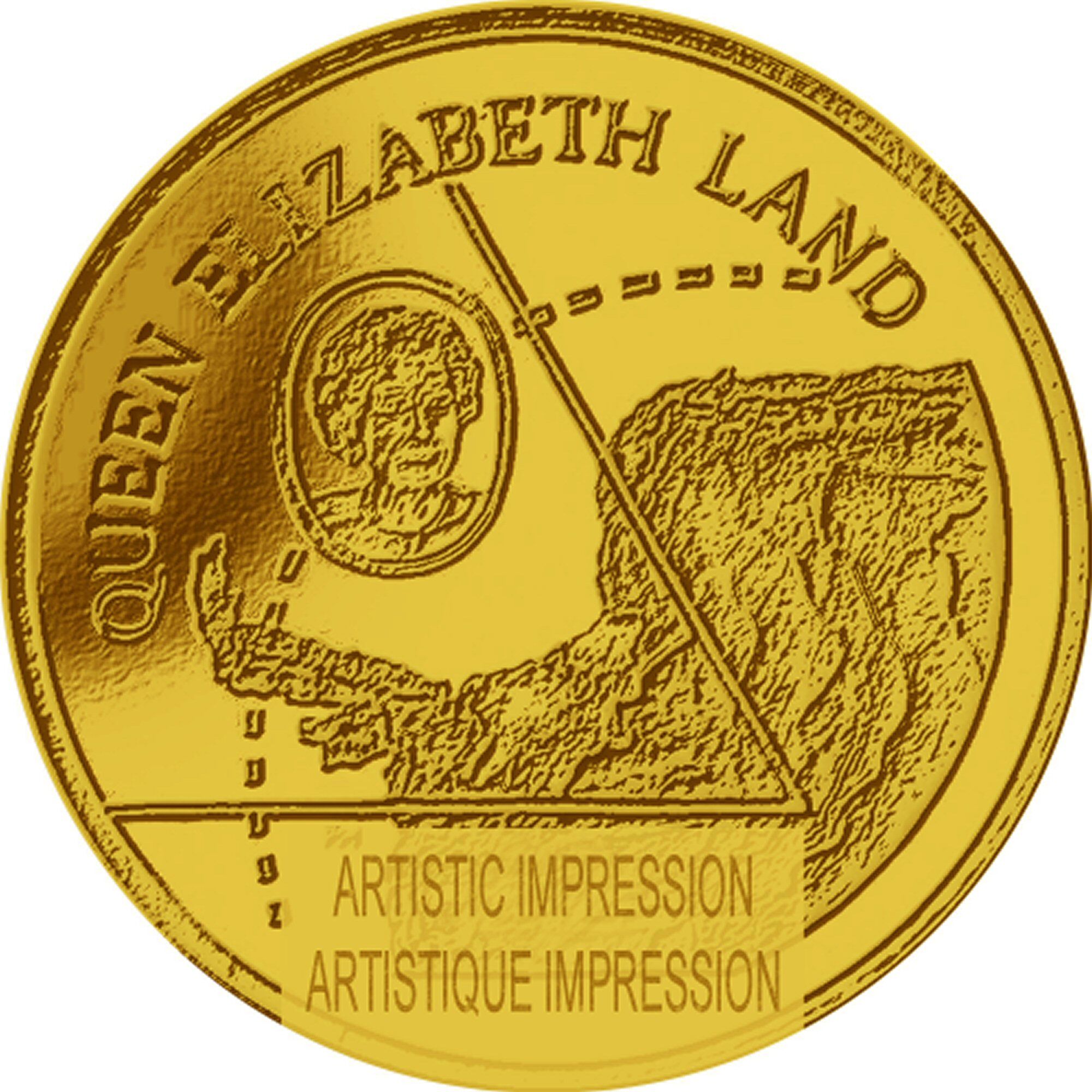 British Antarctic Territory 2 Pounds - Elizabeth II Queen Elizabeth Land; Gold