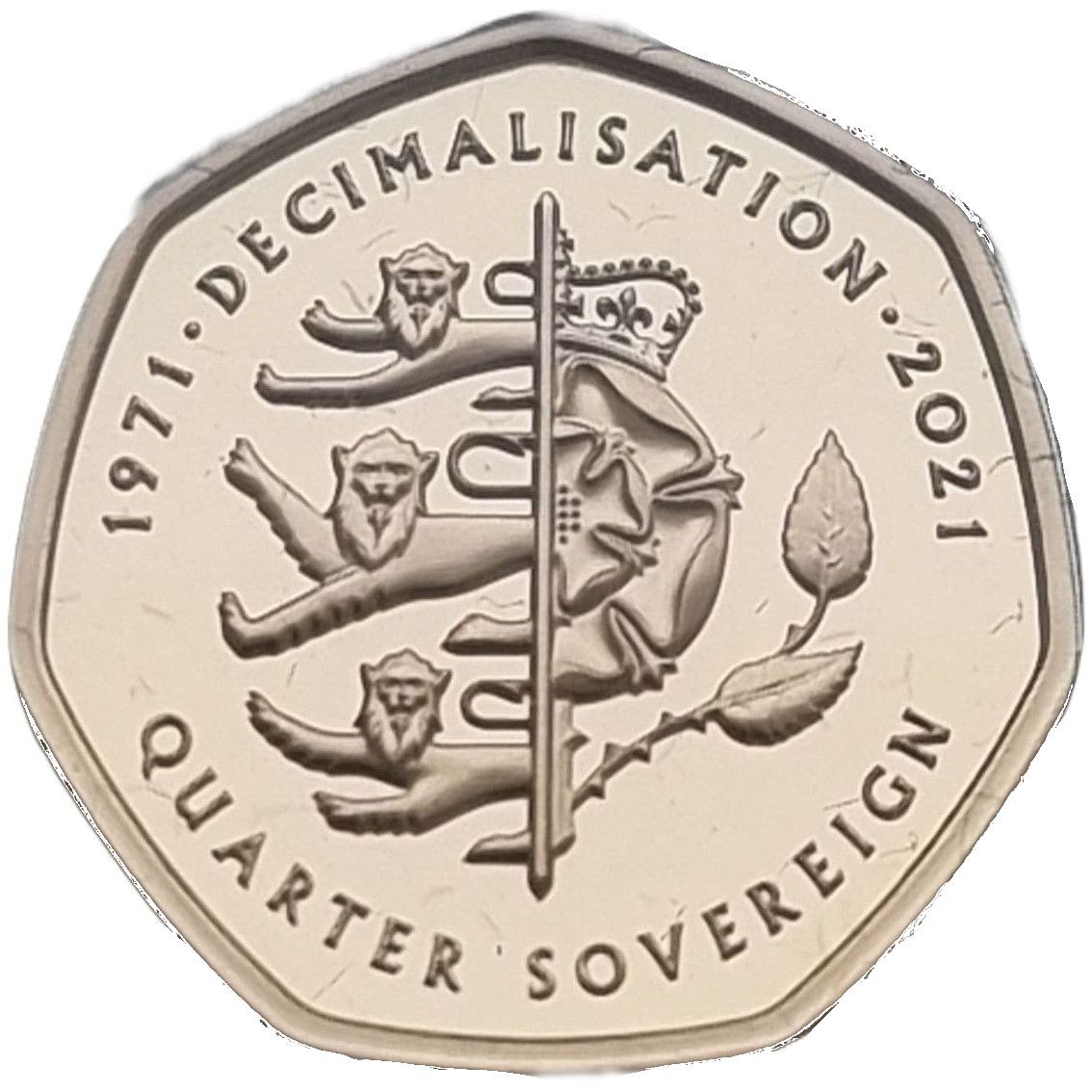 Alderney ¼ Sovereign - Elizabeth II Decimal anniversary reverse