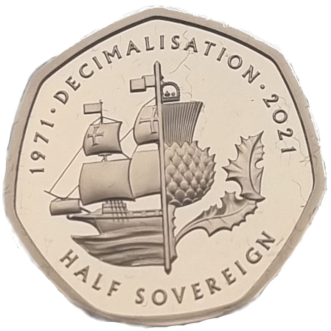Alderney ½ Sovereign - Elizabeth II Decimal anniversary